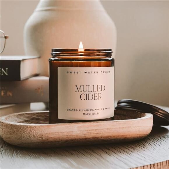 Water Decor Mulled Cider Candle - Fall Candles with Orange, Cinnamon - Picture 2 of 10
